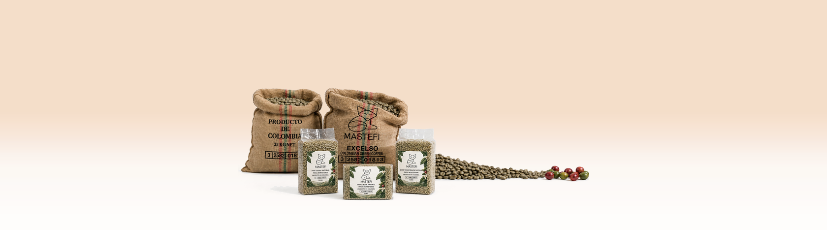 MASTEFI jute sacks of Colombian green coffee