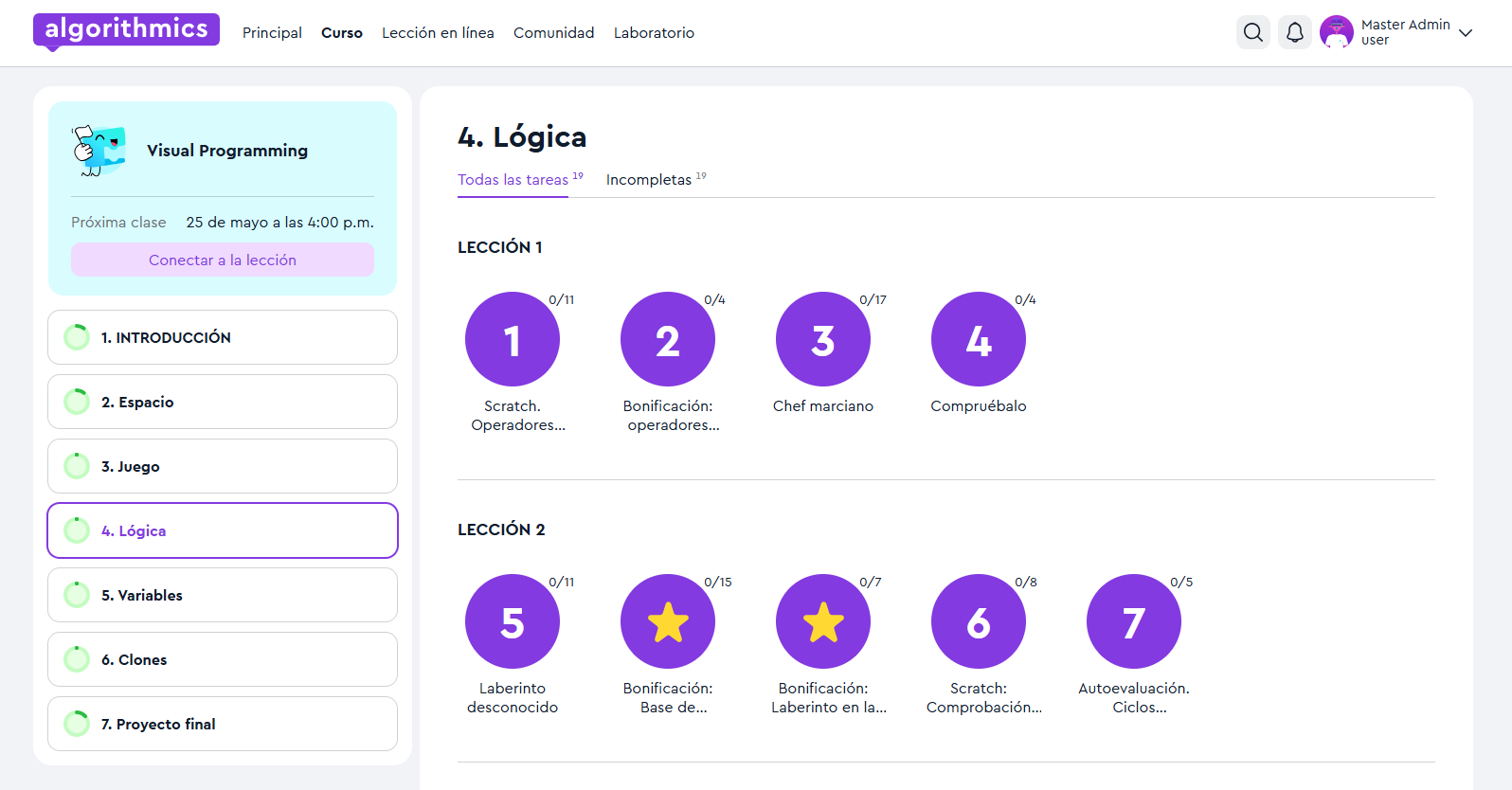 Captura de la plataforma Algorithmics