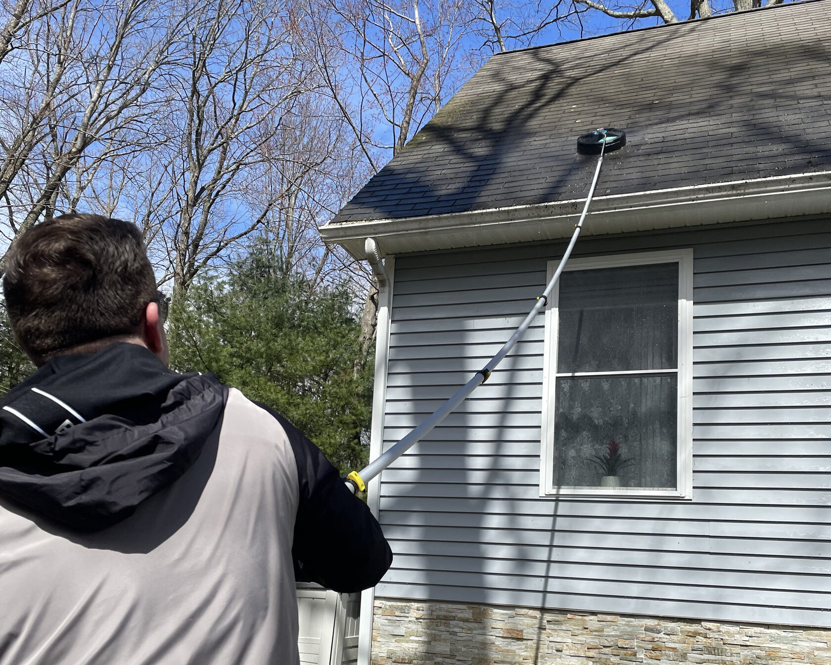 power wash outside of house