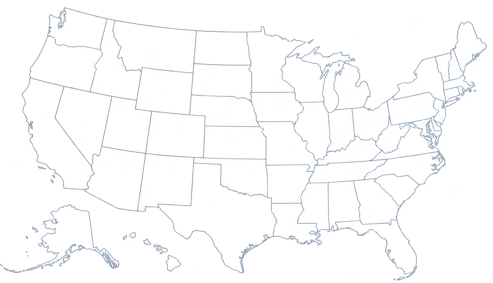 United States map with state boundaries