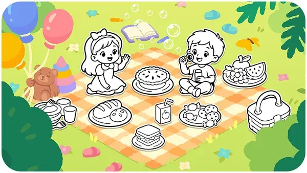 Picnic party coloring page