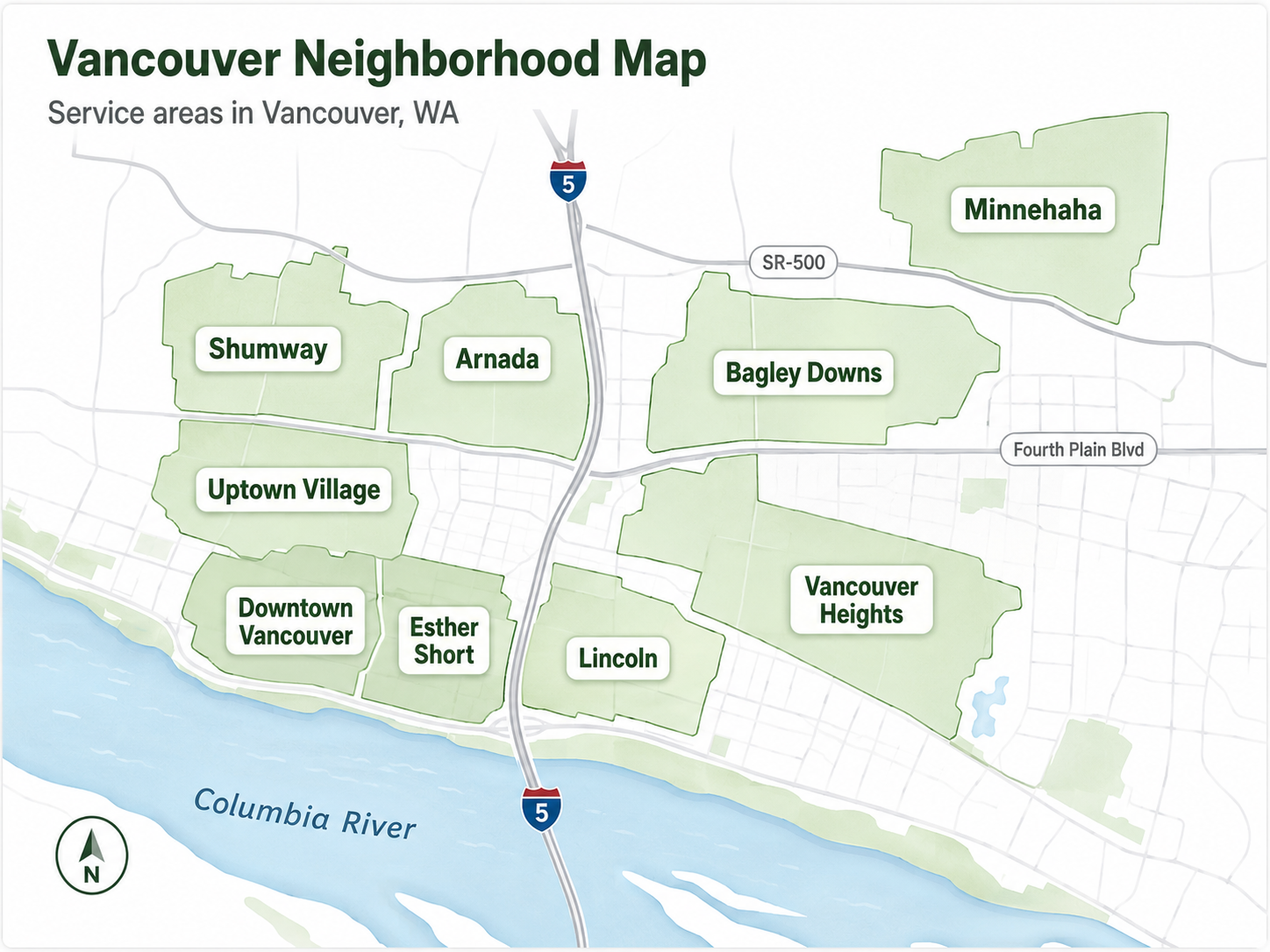 Vancouver city neighborhoods and local appliance repair service area