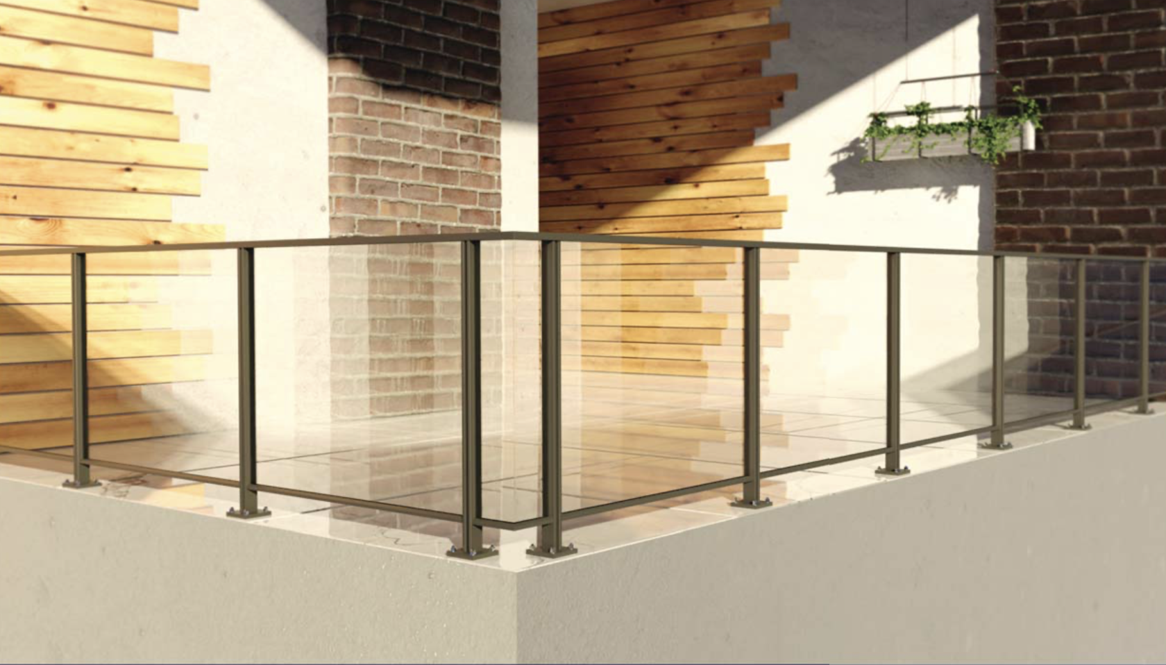 Glass railings with aluminum posts and top mounting