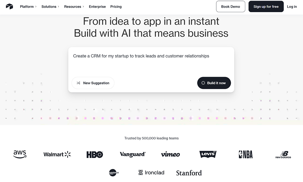 SaaS landing page example — Airtable.