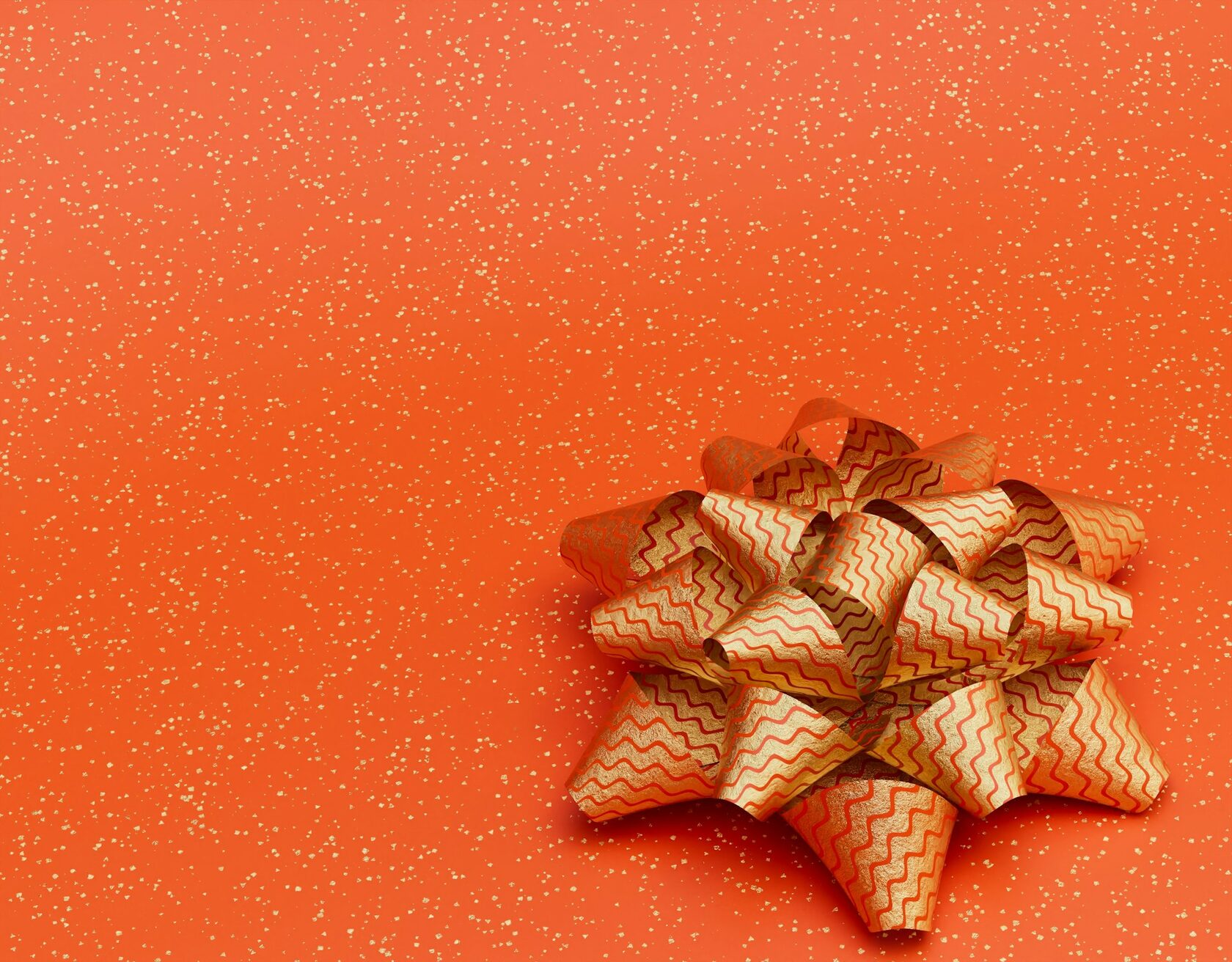 Mystery gift box with orange wrapping