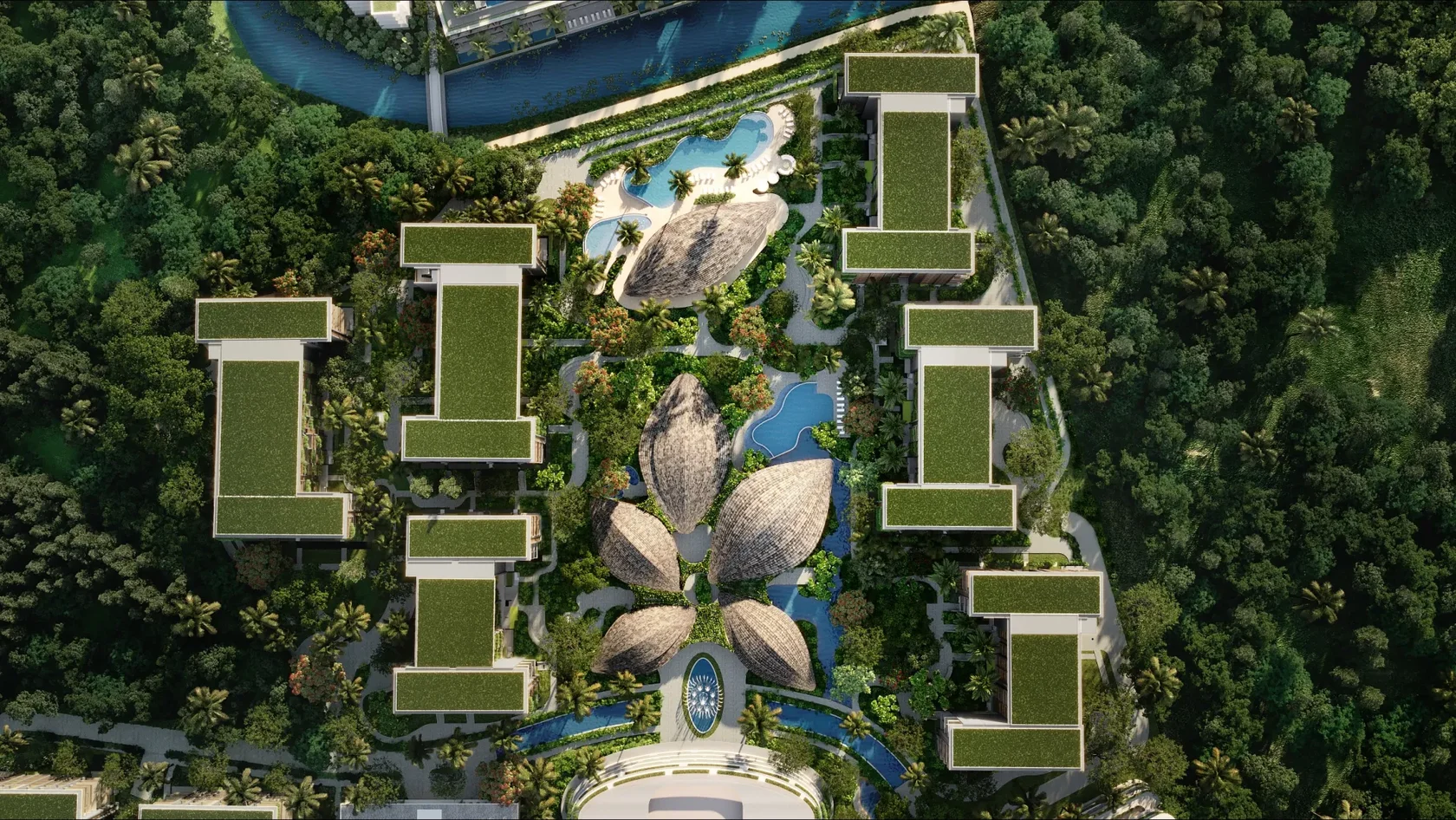 Park Residences — вид на бассейн и зелёную территорию курорта