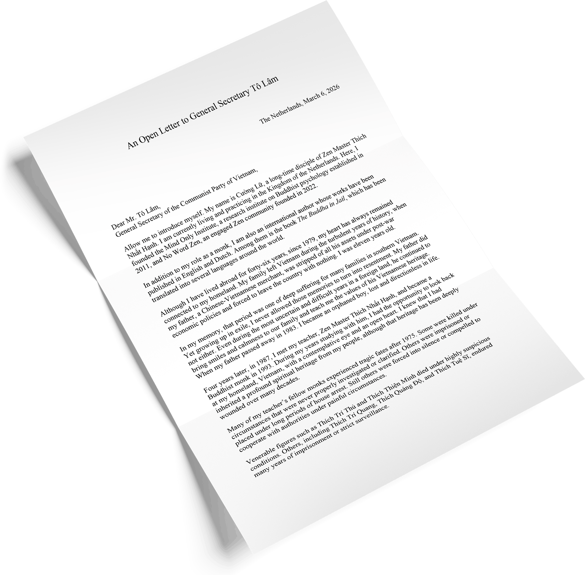 Brief geschreven door Cuong Lu