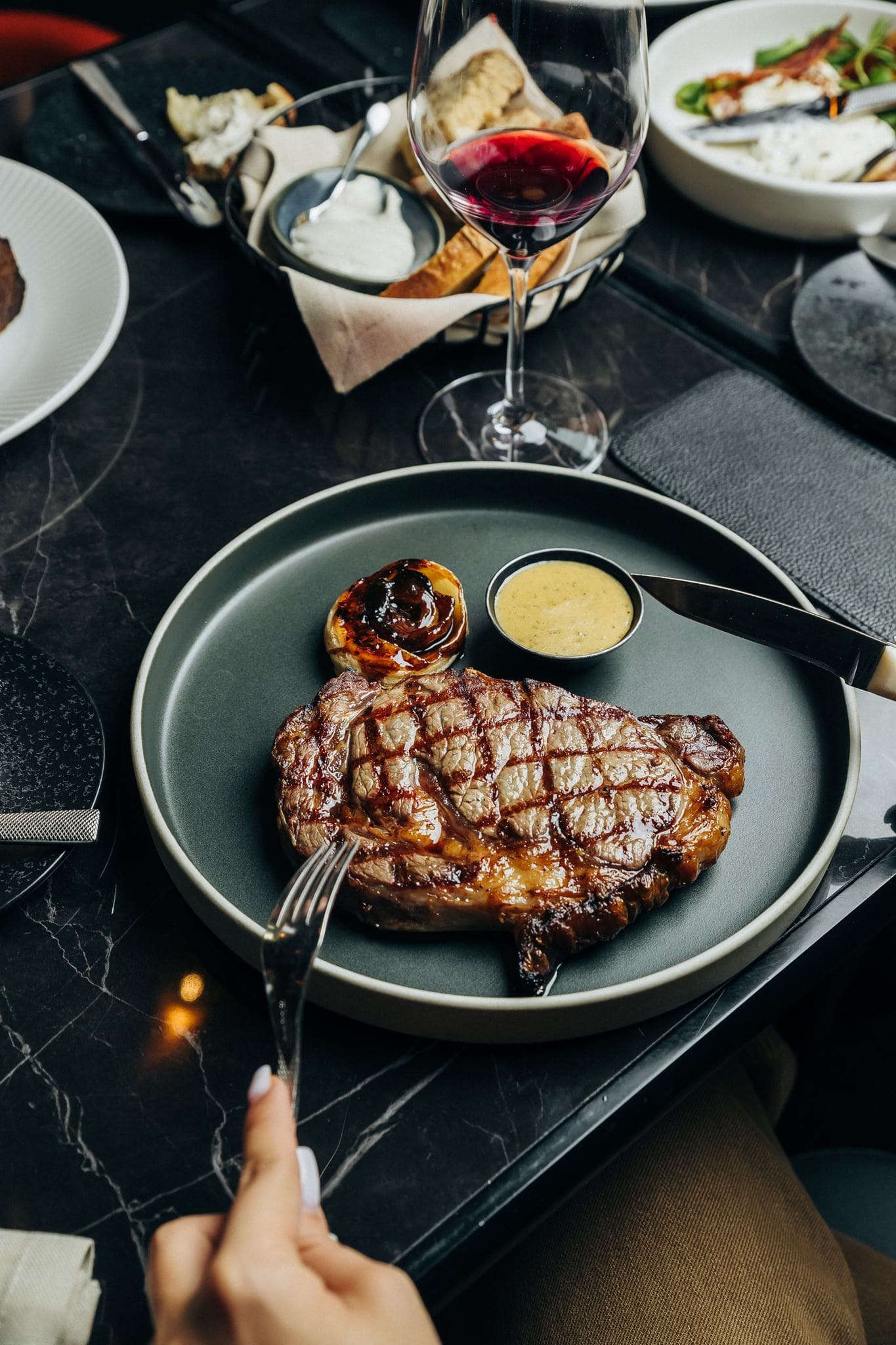 Dry aged ribeye steak at Chef's Corner