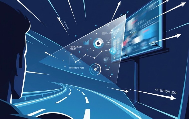 A driver unable to focus on the road and billboard at the same time with attention loss