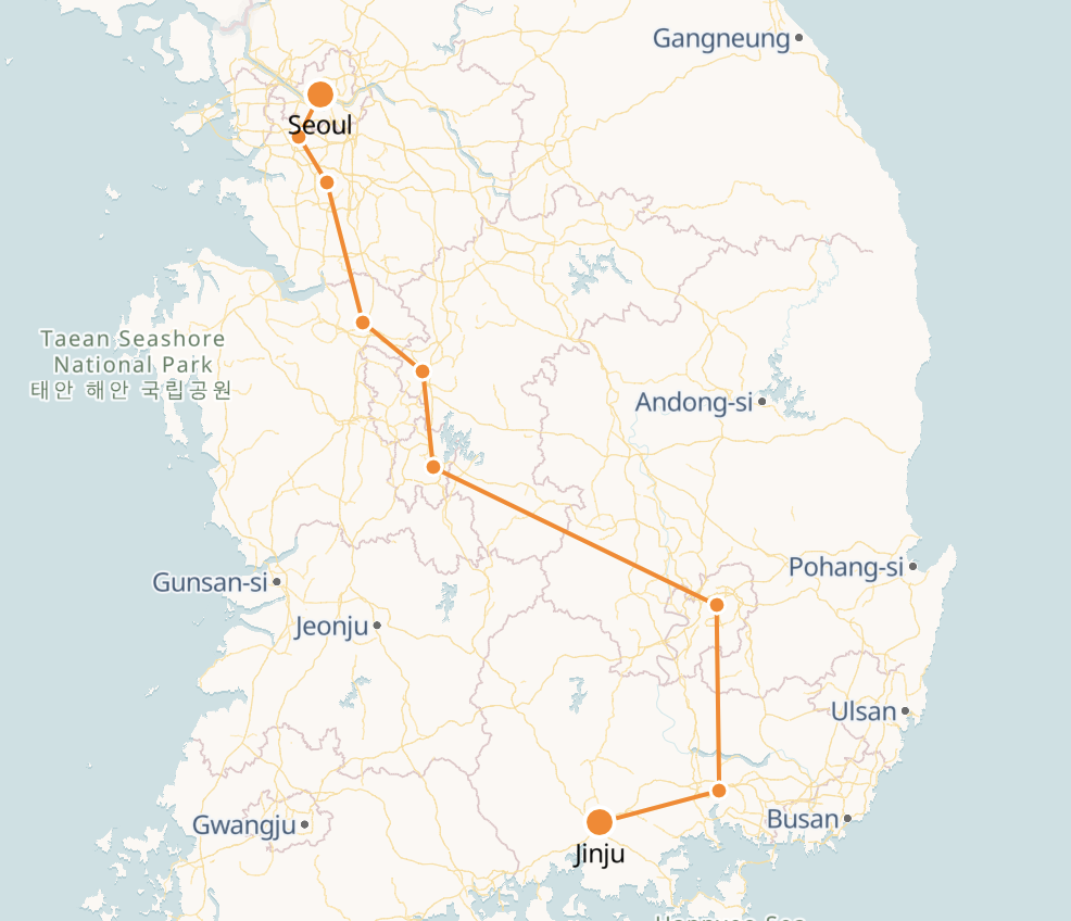 Jinju To Seoul Train Tickets Schedule Map Seoul To Jinju 