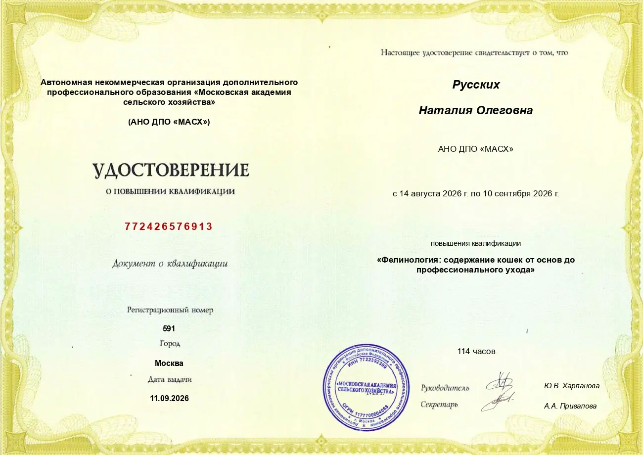 Фелинология — документ Наталии Русских