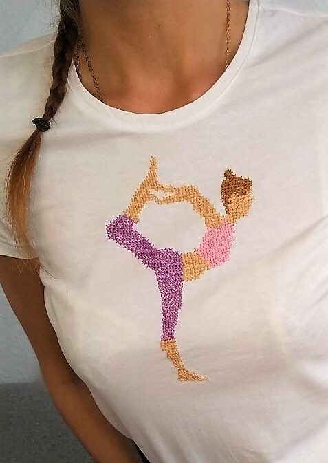 Йога эко футболка ручная работа йогиня-танцор Натараджасана