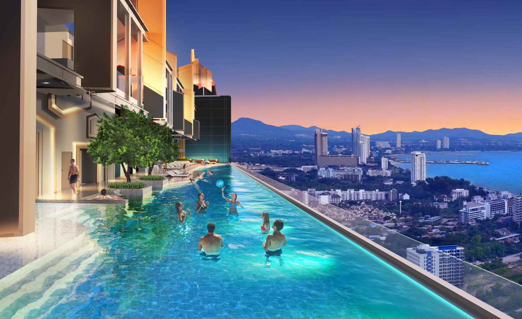 45-metre cantilevered lap pool on the 51st floor of Copacabana Coral Reef, rendering