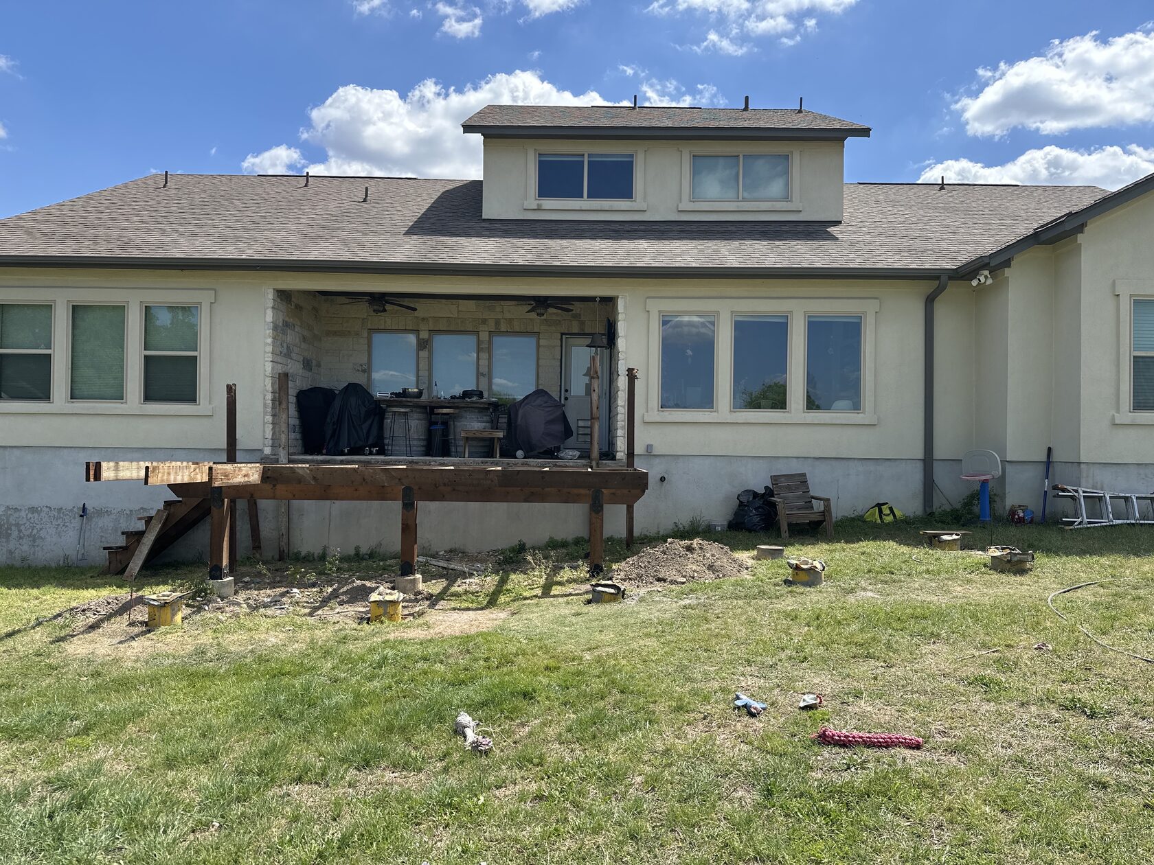 Deck before rebuild — old wood structure