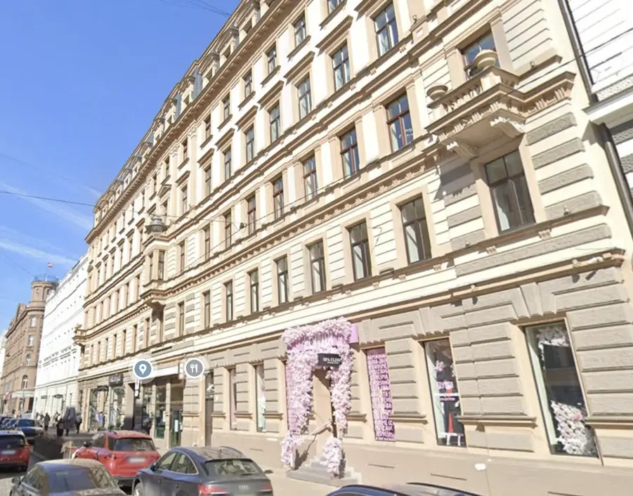 Renovated historic façade at Blaumaņa iela 9A in central Riga