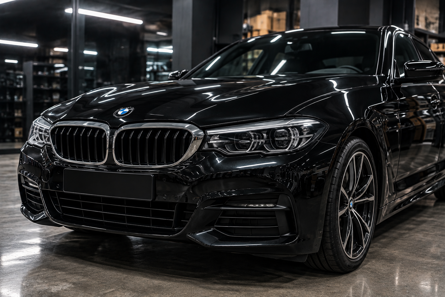 BMW z fabrycznym nadwoziem przed montażem pakietu stylistycznego
