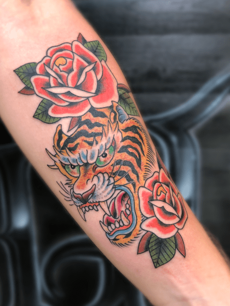 tattoo tiger American Traditional style
