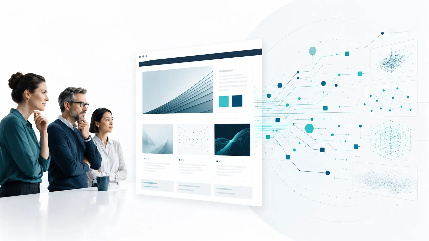 B2B-Keyvisual zu Content-Formeln, KI-Sichtbarkeit und klar strukturierten Website-Inhalten.