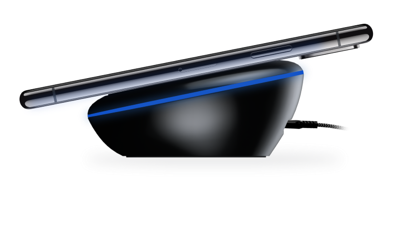 black wireless charger from the right side