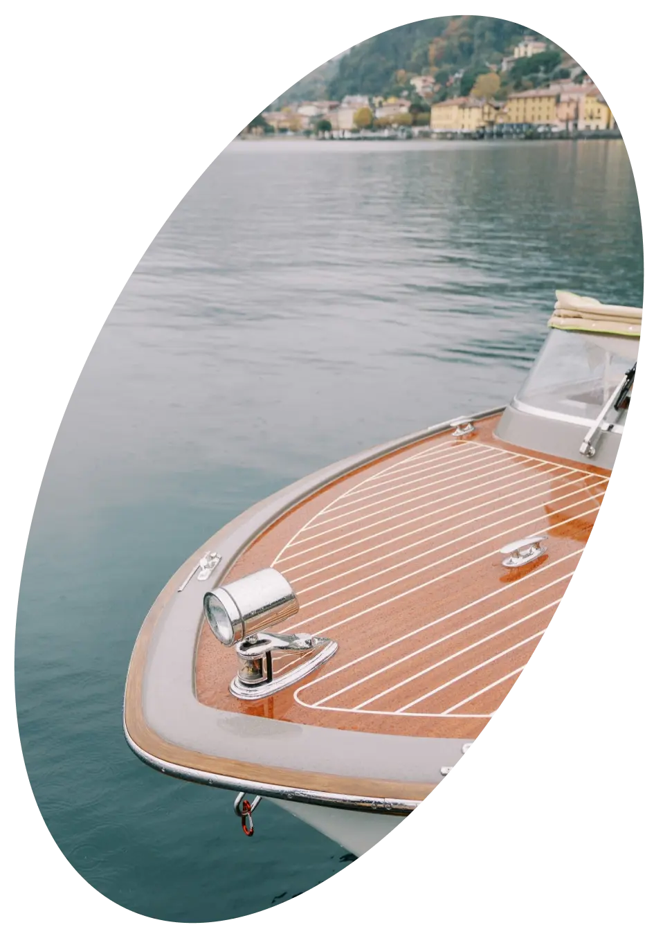 An expensive boat is sailing on Lake Como