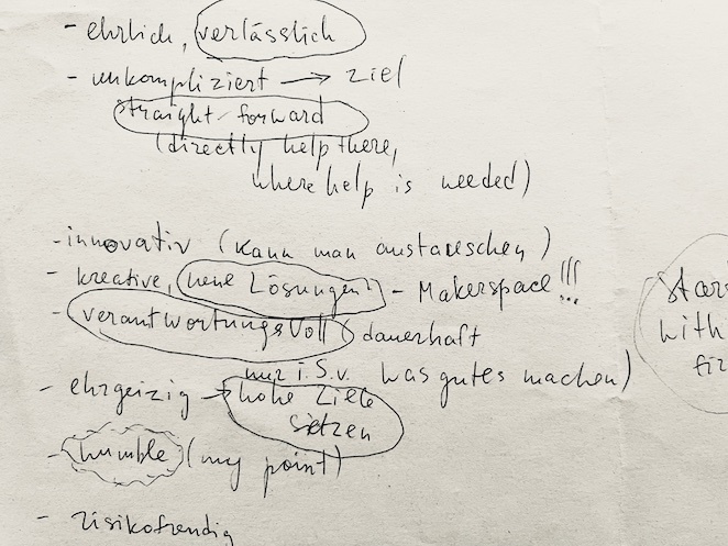 Stakeholder interview notes on NGO's brand