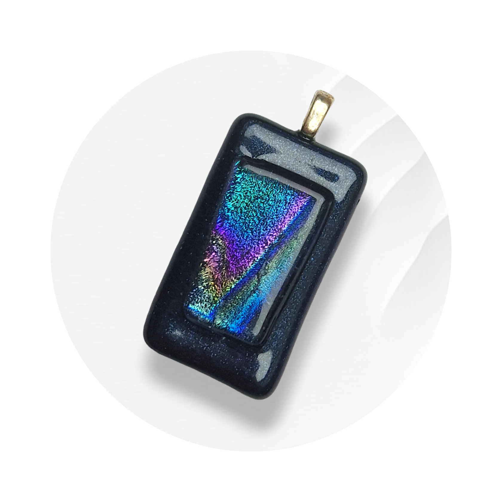  Rectangular women's glass pendant