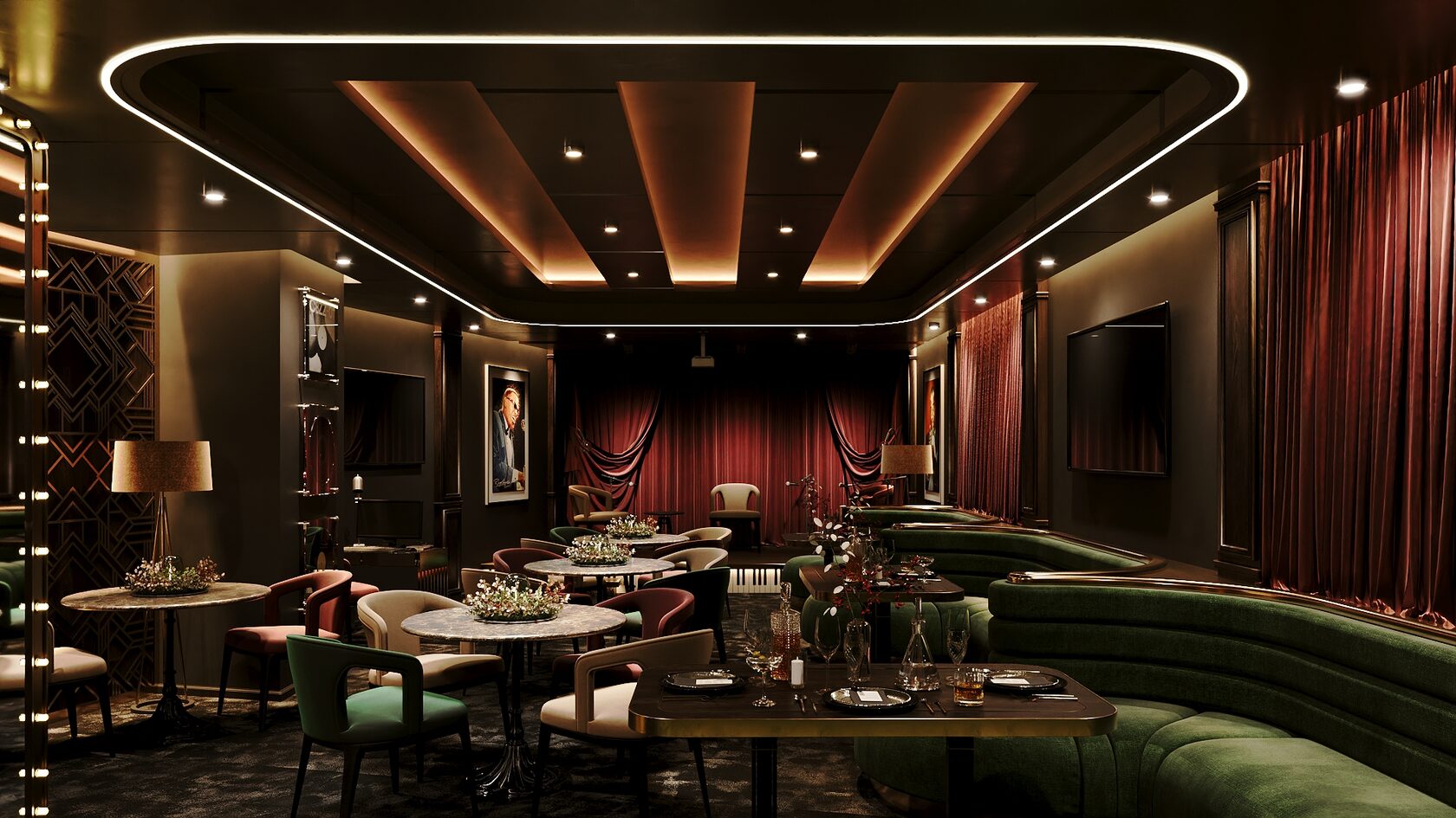 Столы и сцена Mainstream Jazz Club
