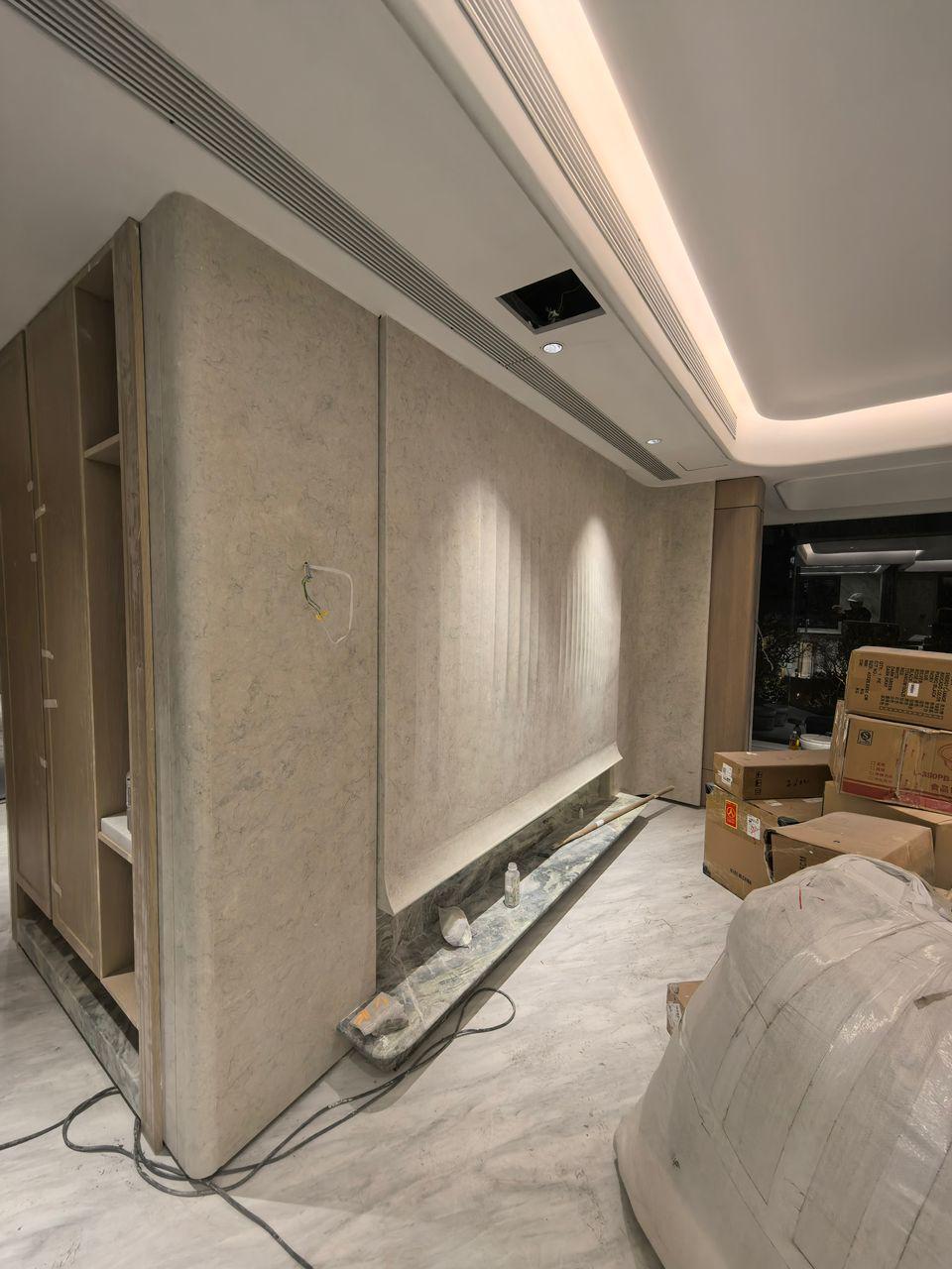 Interior stone wall installation