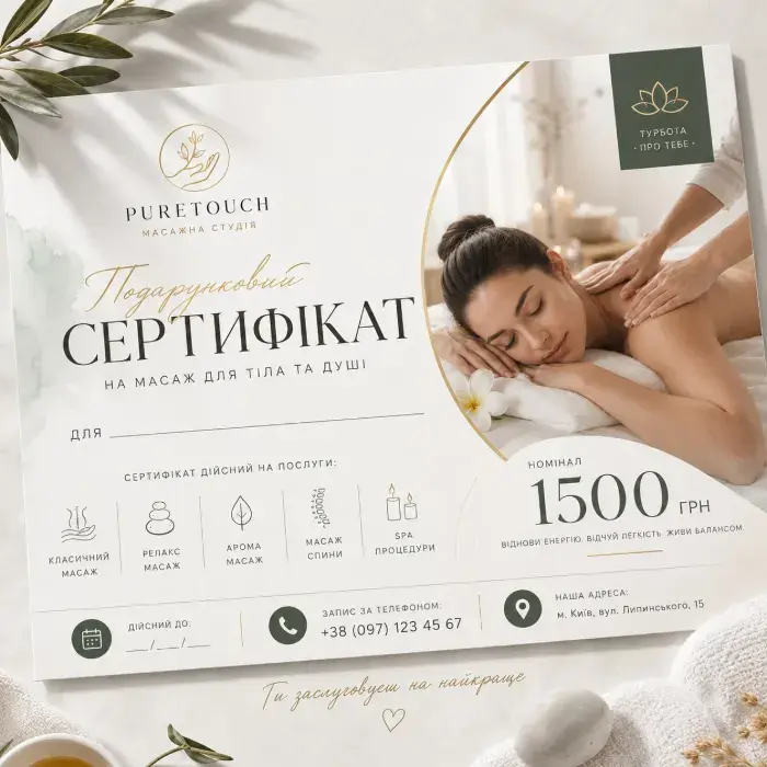 Massage gift certificate design