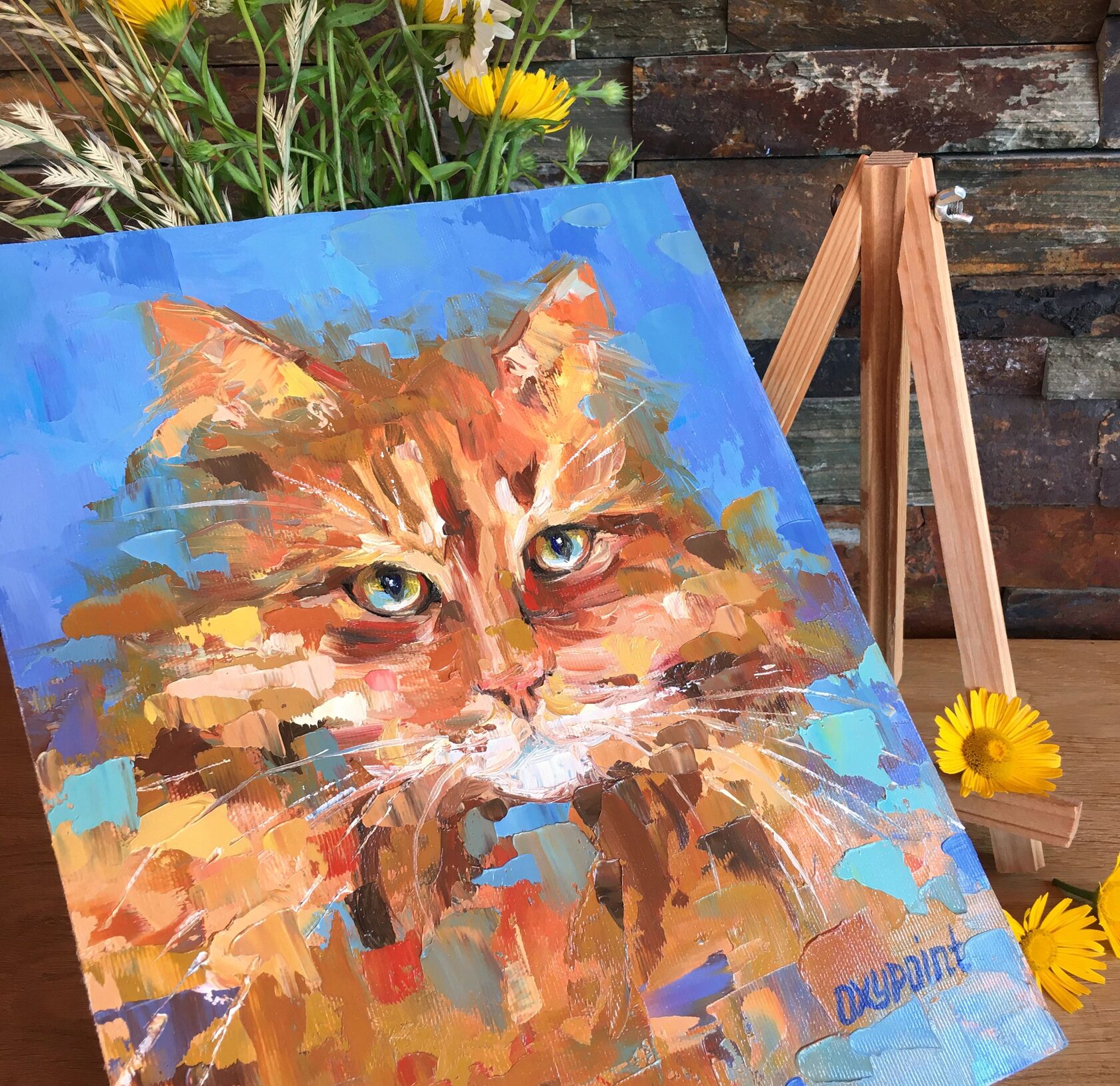 Red Cat oil painting