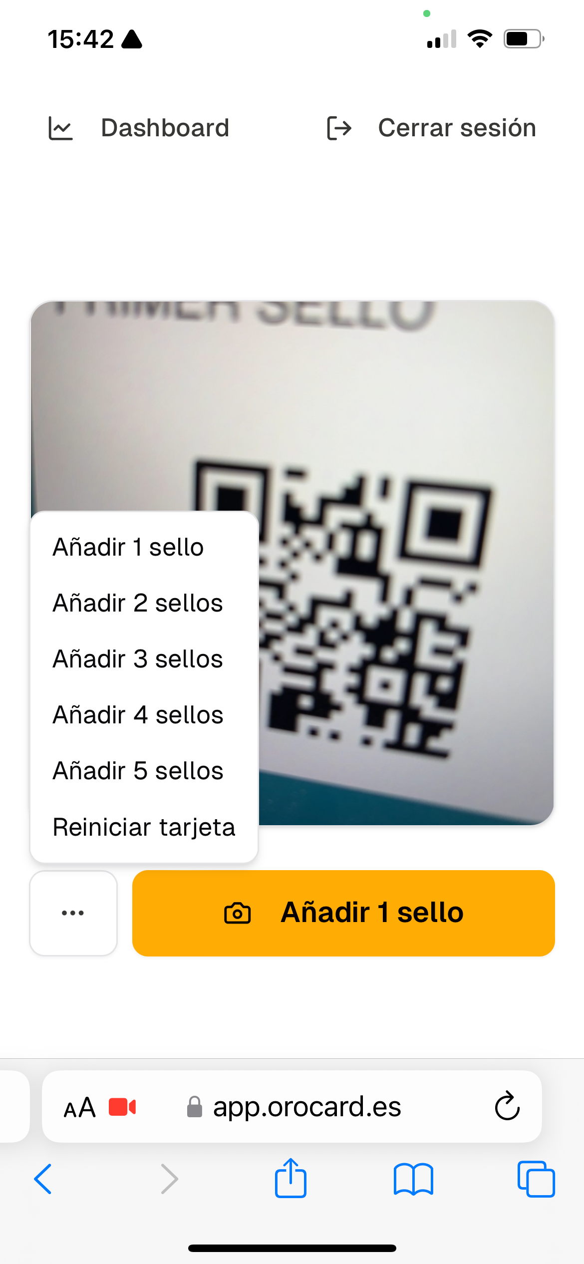 menú de acciones adicionales