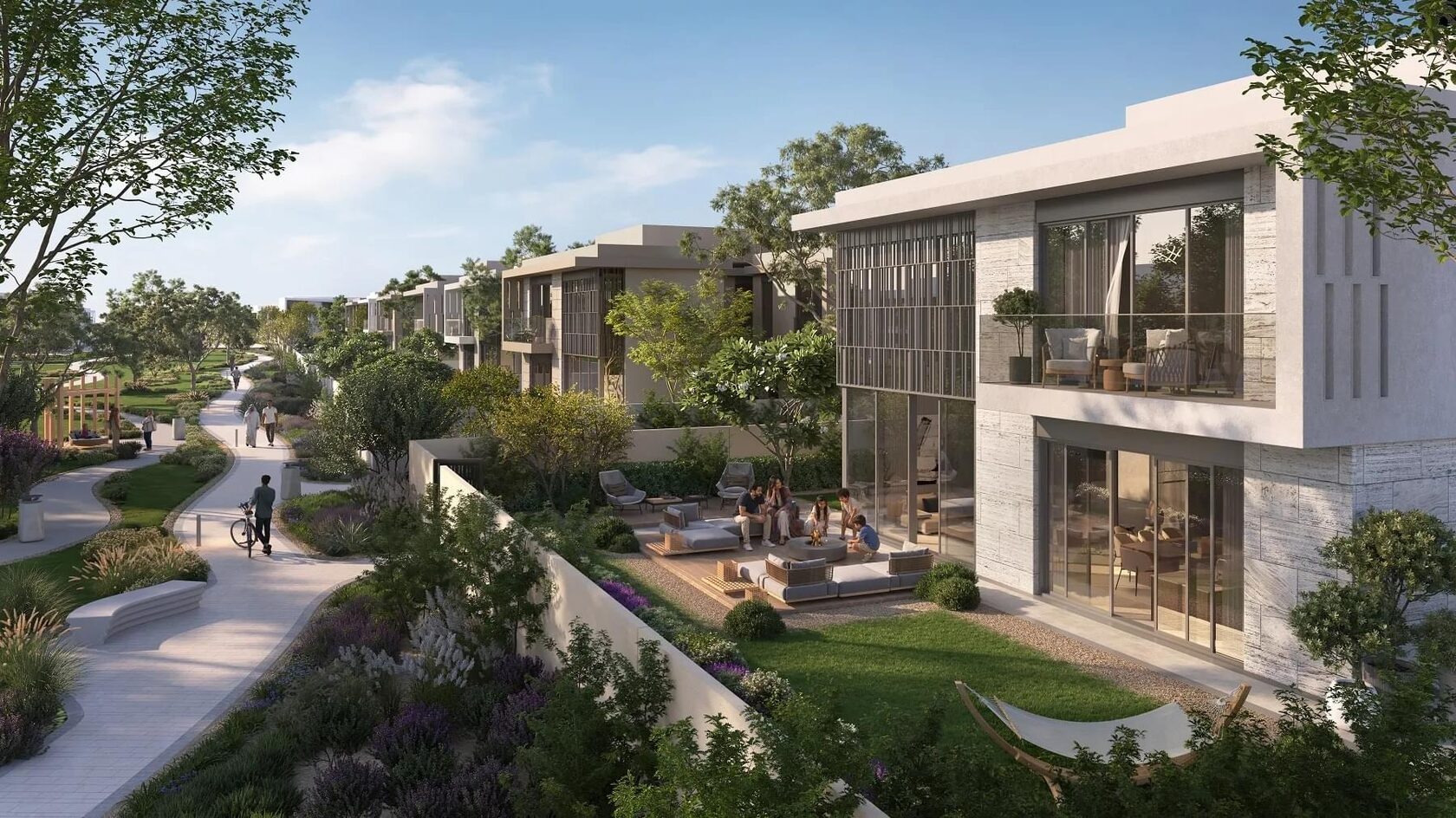 Architectural rendering of landscaped villas at Marsa Al Saadiyat