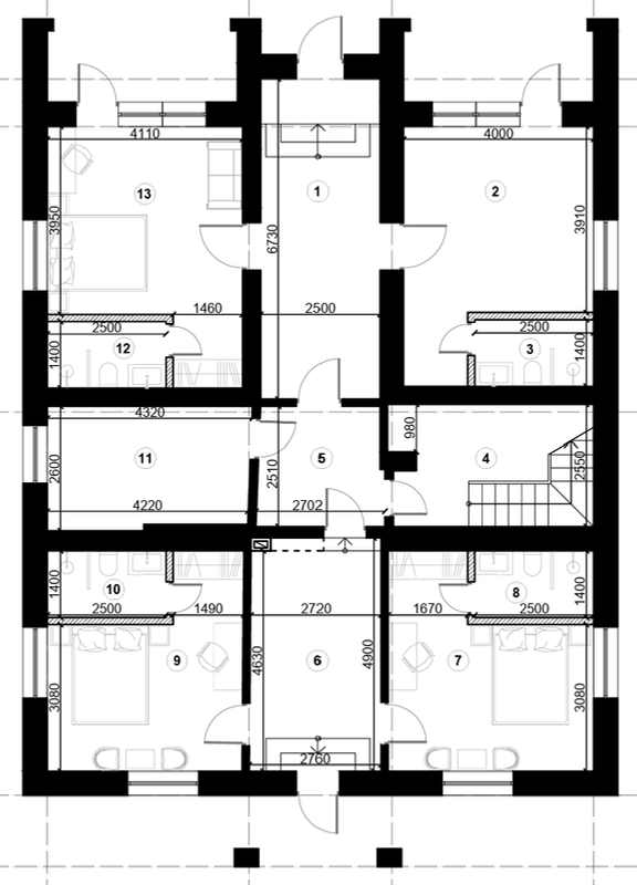 Otrais stāvs plan of the Talsu šoseja 19 guesthouse