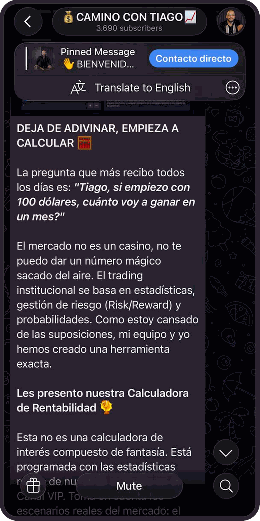 Screenshot of the Camino con Tiago Telegram channel