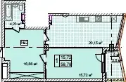 1-комнатные планировка Costa Fontana — вариант 3