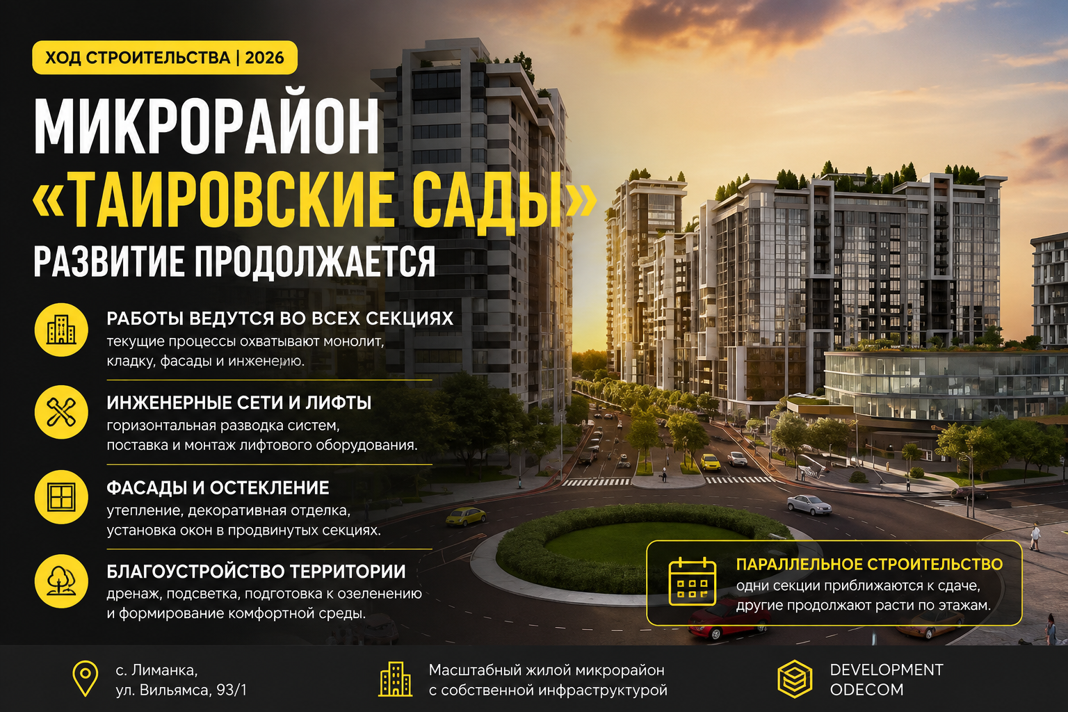 Таировские Сады — ход строительства ODECOM в 2026 году