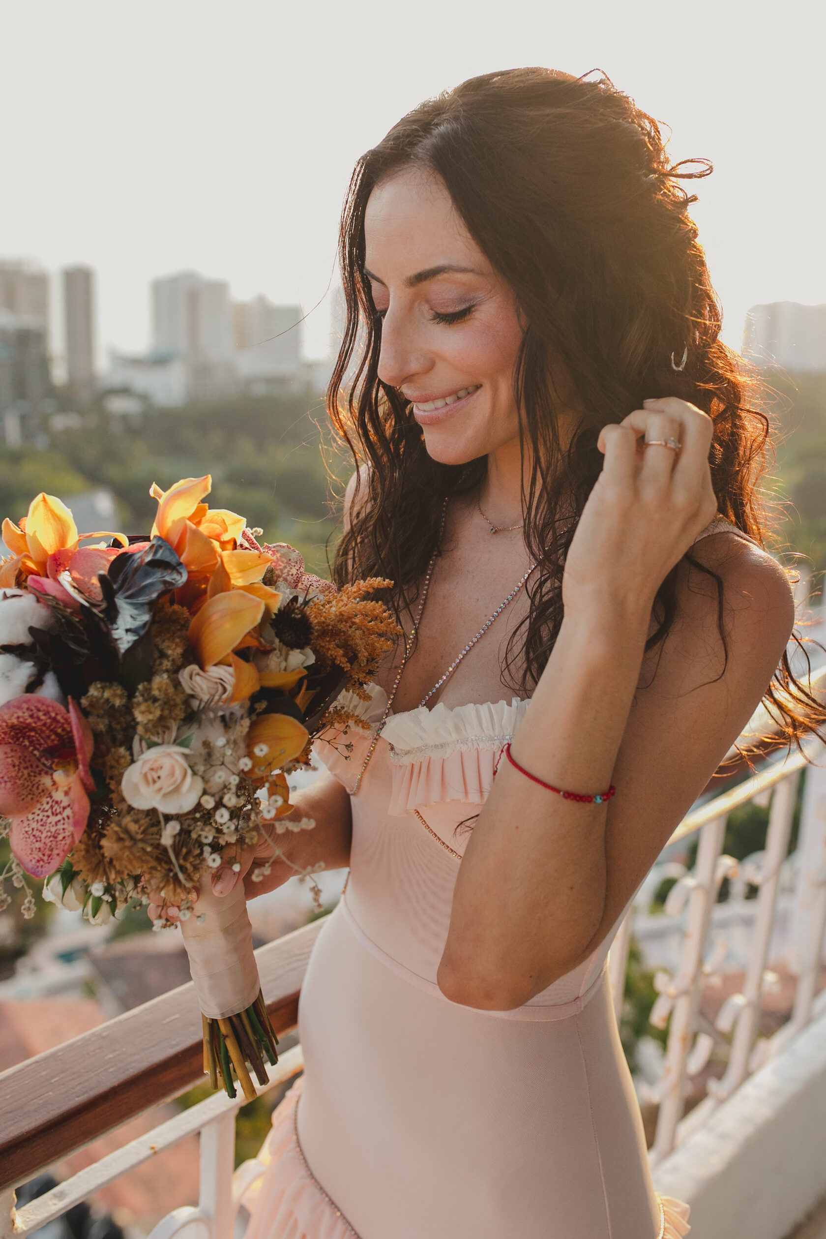 Detalles boho chic de boda en Acapulco