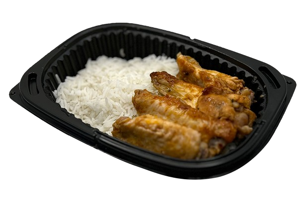 Barbecue chicken wings with rice