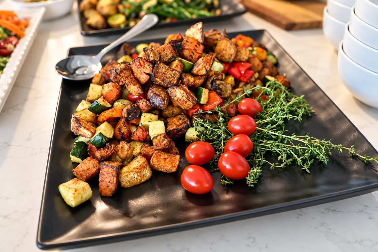Roasted vegetables with thyme — a Thanksgiving dinner at home by Miami private chef Marina Staver