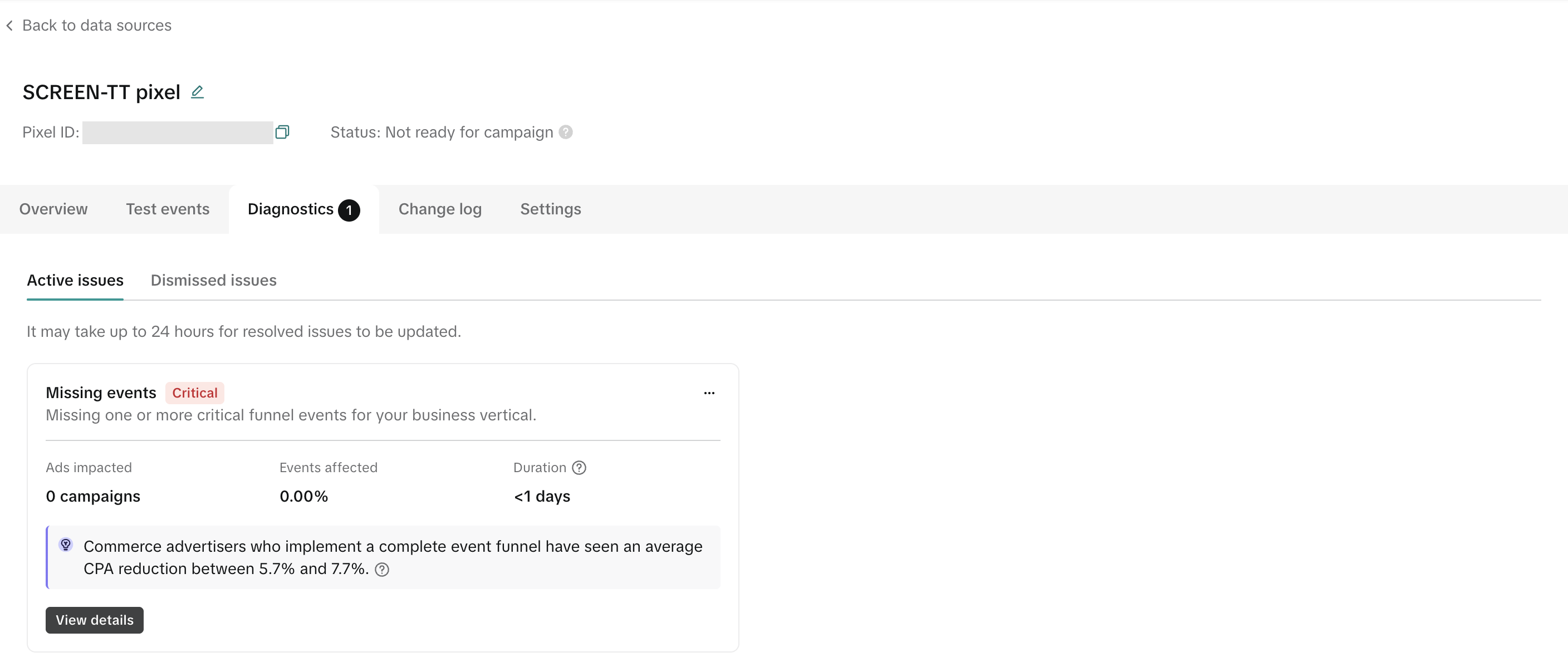 Диагностика пикселя TikTok в Events Manager