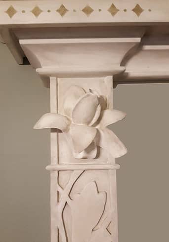Decorative part of the mirror with floral motif