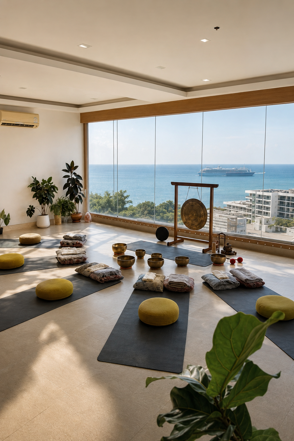 Sound healing setup at Balance Yoga Studio Pattaya