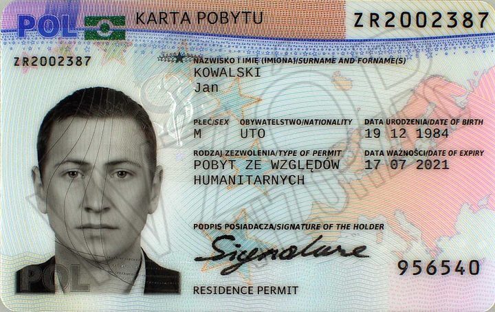 Karta pobytu — зразок документа