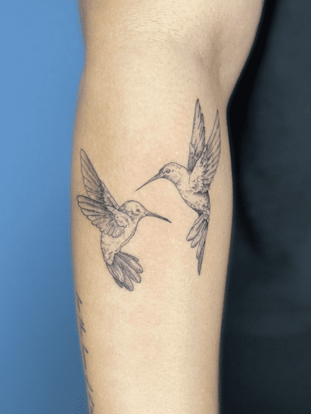 tattoo birds in Fine Line style
