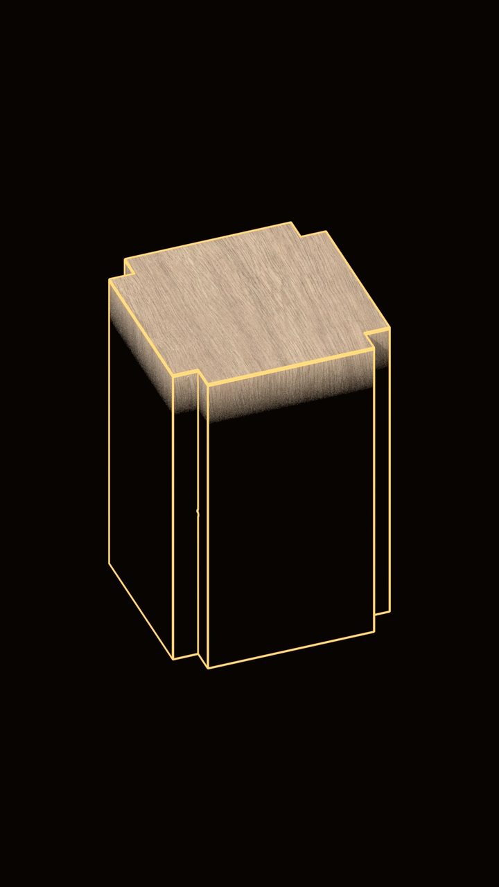 Outline drawing of a 300 × 300 × 450 mm plywood stool.