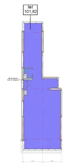Планировка офиса №1 площадью 101,82 м² в БЦ PlatON