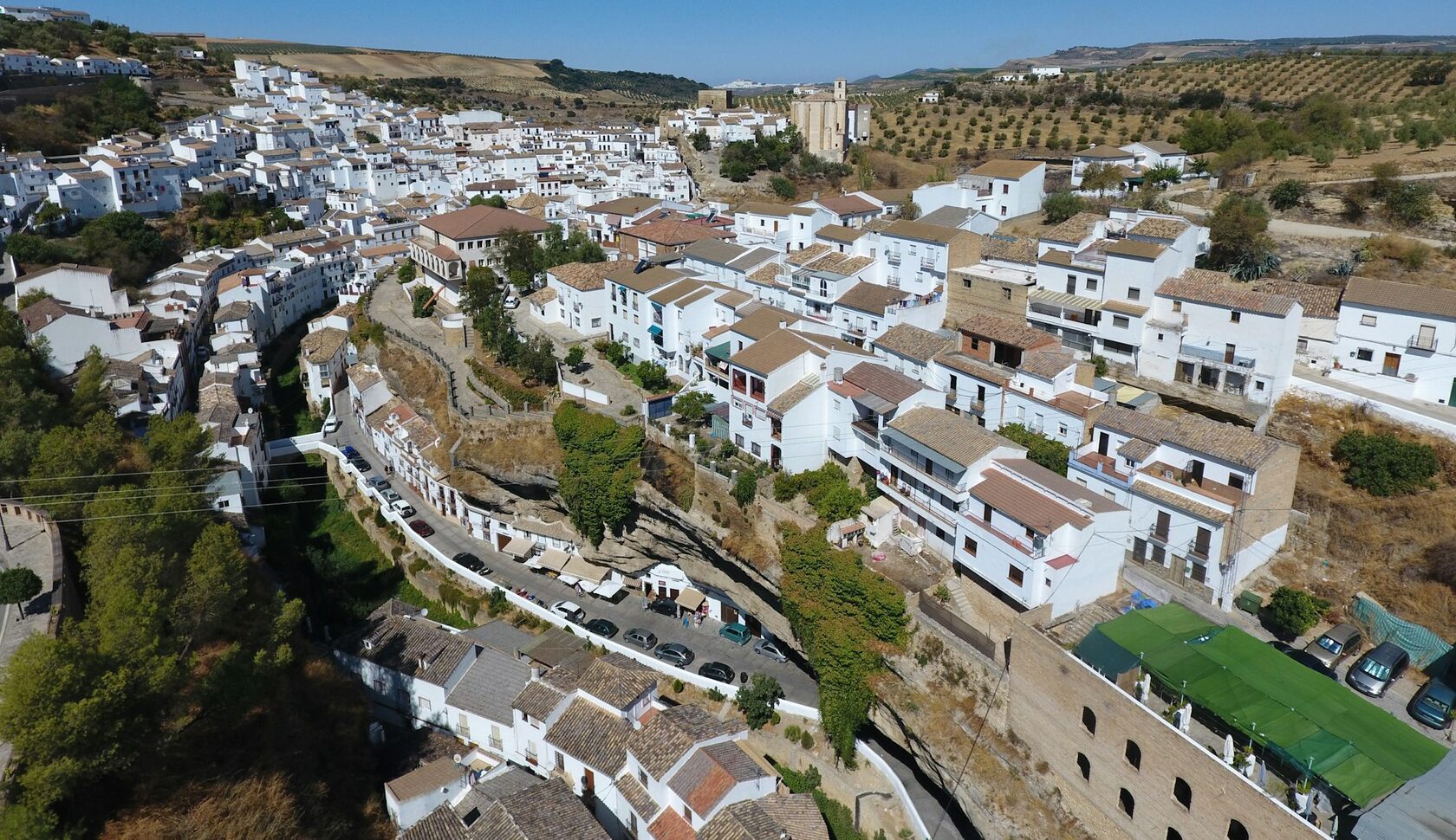 Whitewashed Andalusian village on a hillside