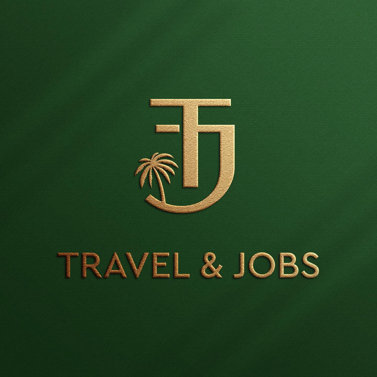 Gold Travel & Jobs logo on green