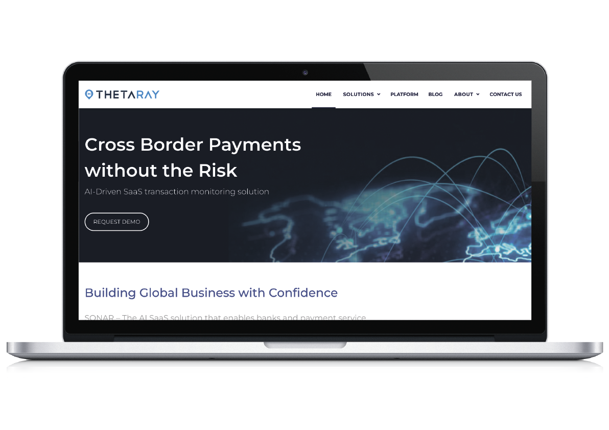 ThetaRay cross-border payments platform on a laptop