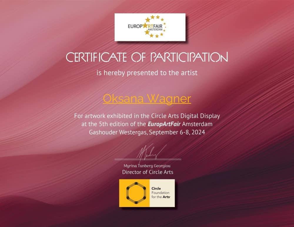 Certificate of Participation, EuropArtFair Amsterdam